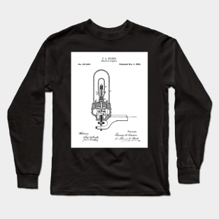 Light Bulb Patent - Industrial Design Housewarming Art - White Long Sleeve T-Shirt